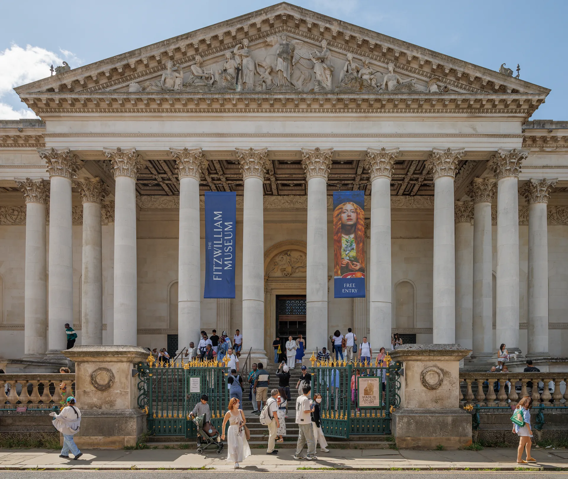 Fitzwilliam Museum Frontage with people walking past