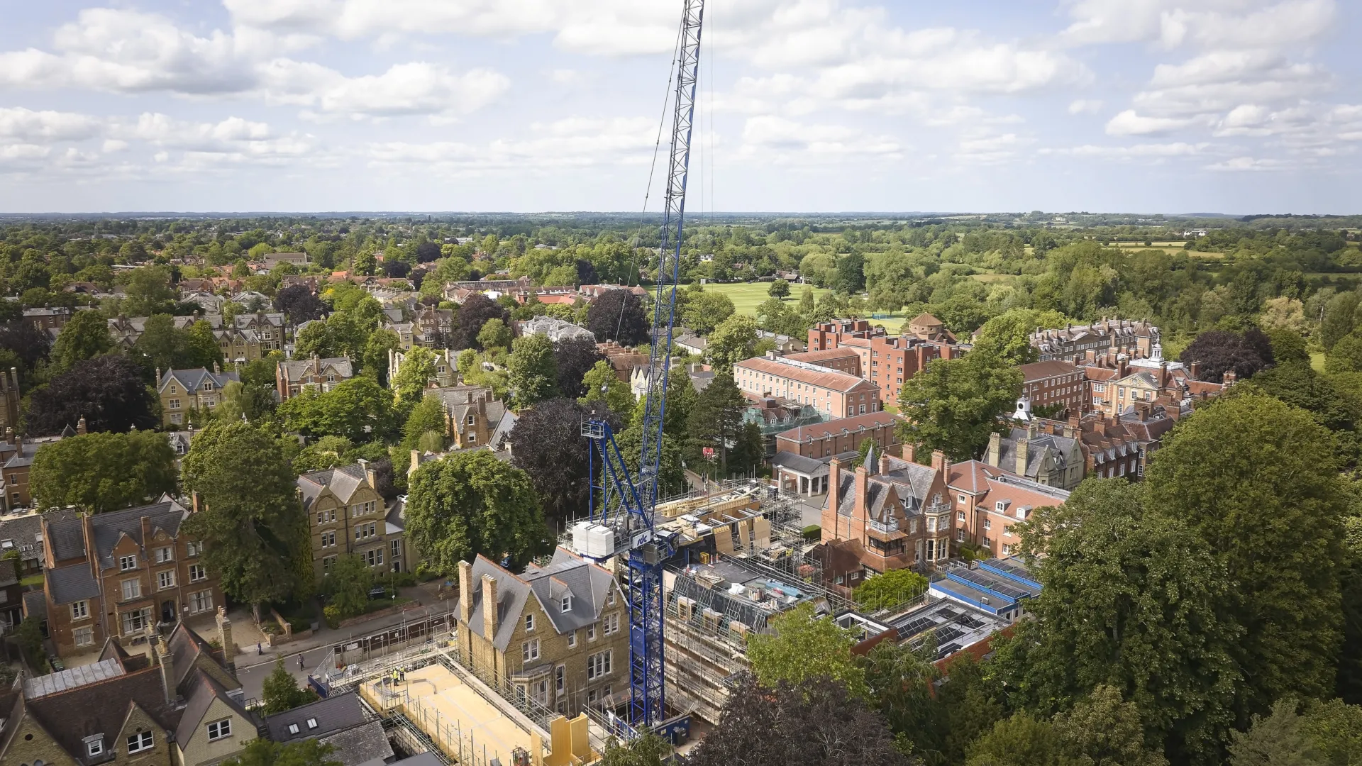 St Edmund Hall Oxford site drone photo
