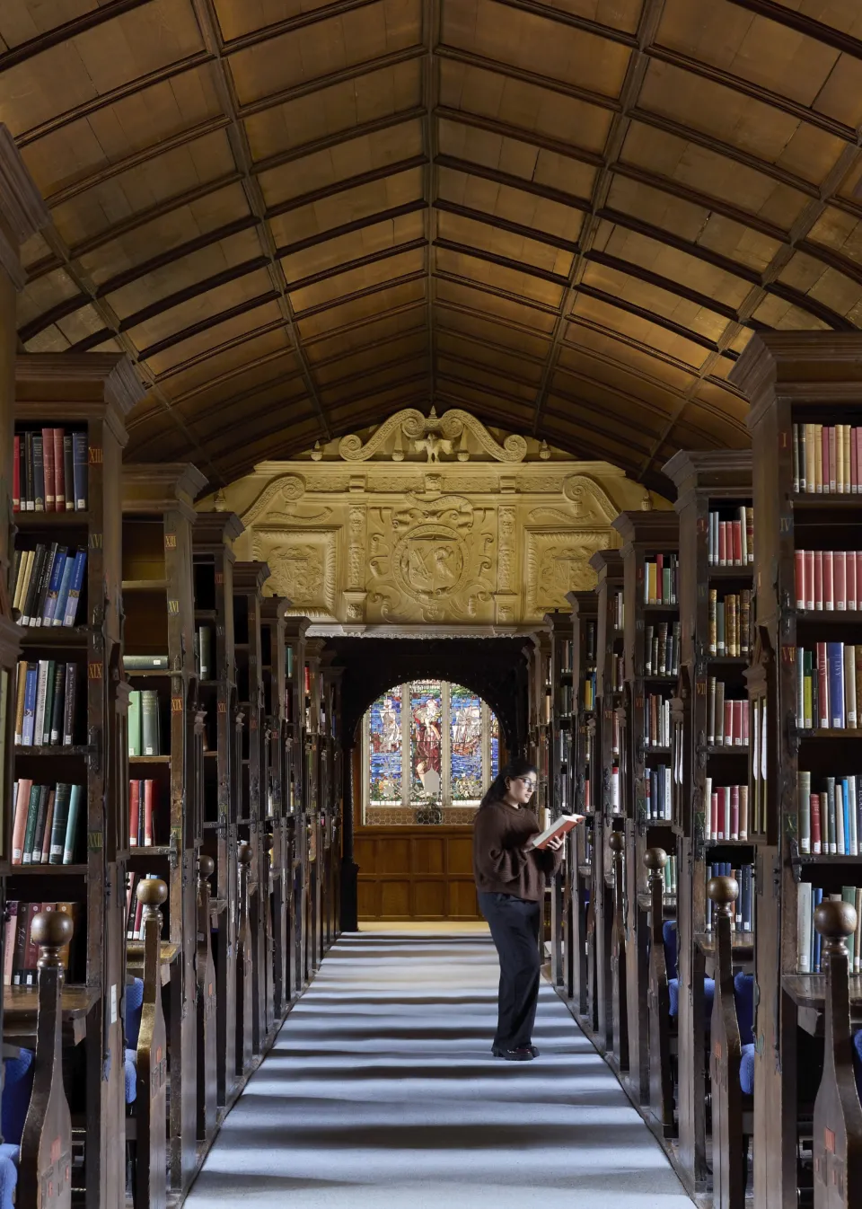 Corpus Christi Old Library with woman standing