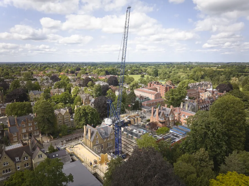 St Edmund Hall Oxford site drone photo